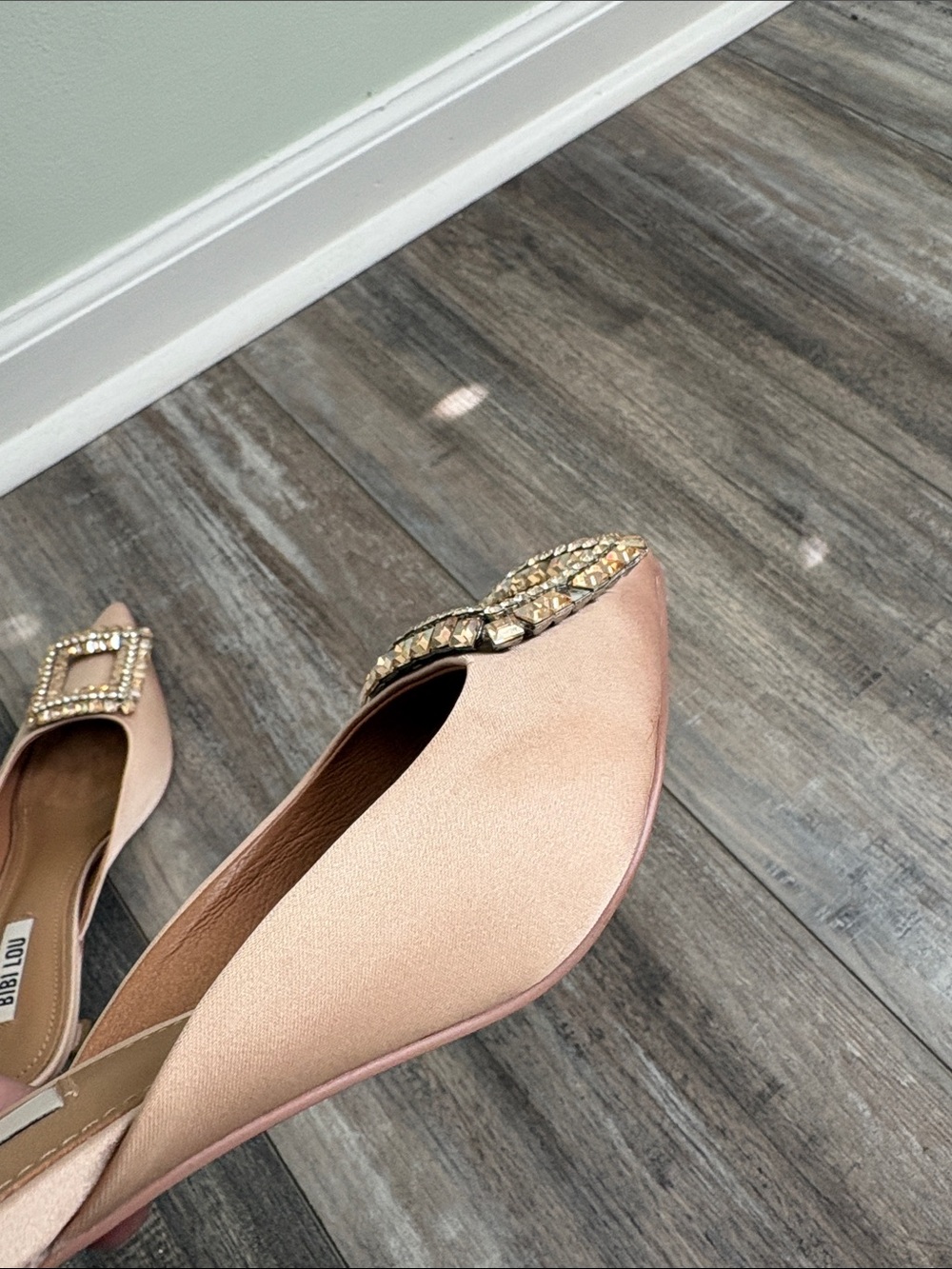 ANTHROPOLOGIE BIBI LOU Cream Satin Mules with Rhinestone Embellishment Size 36 - Picture 11 of 11